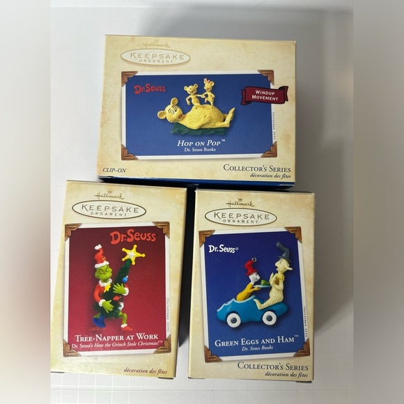 Dr. Seuss Keepsake Ornament Set of 3 The Grinch Christmas Hallmark Keepsake NEW - Picture 1 of 7